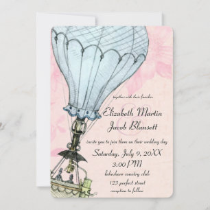 Vintager Heißluftballon Abschlussfeier Einladung