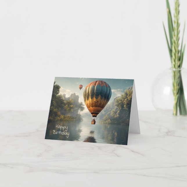 Vintager Heißluftballon Geburtstag Karte (Vorderseite)