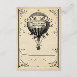Vintager Heißluftballon Hochzeit RSVP Karte