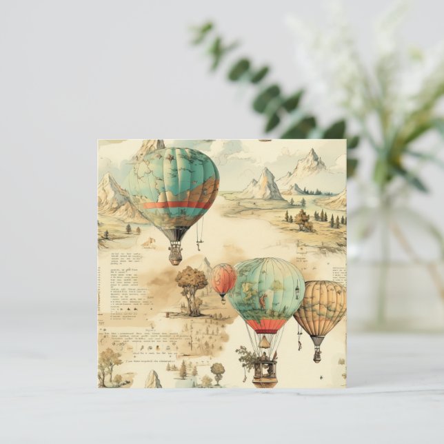 Vintager Heißluftballon in einer Serenlandschaft ( (Stehend Vorderseite)