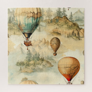 Vintager Heißluftballon in einer Serenlandschaft (