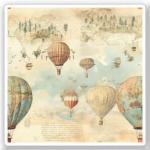 Vintager Heißluftballon in einer Serenlandschaft ( Aufkleber
