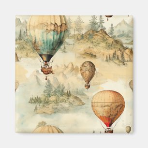 Vintager Heißluftballon in einer Serenlandschaft ( Magnet