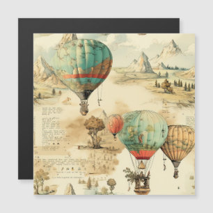 Vintager Heißluftballon in einer Serenlandschaft ( Magnetkarte