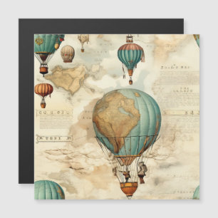 Vintager Heißluftballon in einer Serenlandschaft ( Magnetkarte