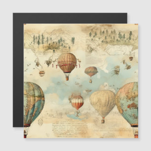 Vintager Heißluftballon in einer Serenlandschaft ( Magnetkarte