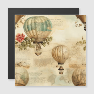 Vintager Heißluftballon in einer Serenlandschaft ( Magnetkarte