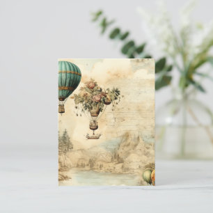 Vintager Heißluftballon in einer Serenlandschaft ( Postkarte