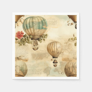 Vintager Heißluftballon in einer Serenlandschaft ( Serviette