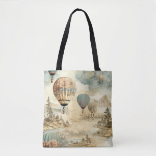 Vintager Heißluftballon in einer Serenlandschaft ( Tasche