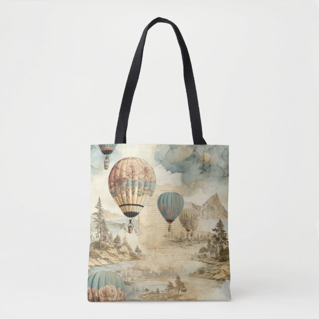 Vintager Heißluftballon in einer Serenlandschaft ( Tasche (Vorderseite)