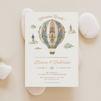 Vintager Heißluftballon Kinderdusche Einladung 2