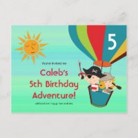 Vintager Heißluftballon Kindergeburtstag Postkarte