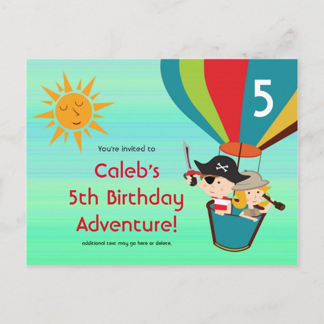 Vintager Heißluftballon Kindergeburtstag Postkarte (Vorderseite)