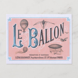 Vintager Heißluftballon Postcard Paris Postkarte