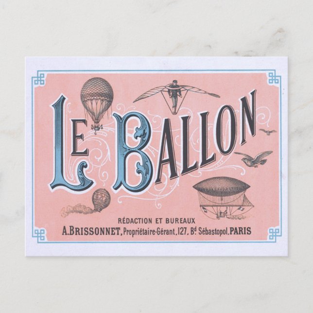 Vintager Heißluftballon Postcard Paris Postkarte (Vorderseite)