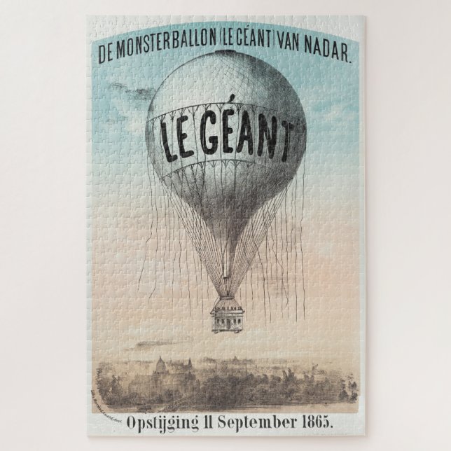 Vintager Heißluftballon Retro Französisches Reisep (Vertikal)