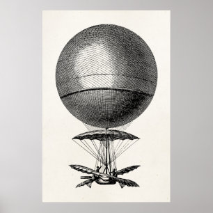 Vintager Heißluftballon Retro Luftschiff Alte Ball Poster