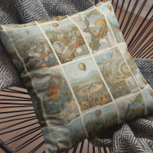 Vintager Heißluftballon Sammelkartenmuster