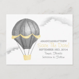 Vintager Heißluftballon Save the Date Ankündigungspostkarte