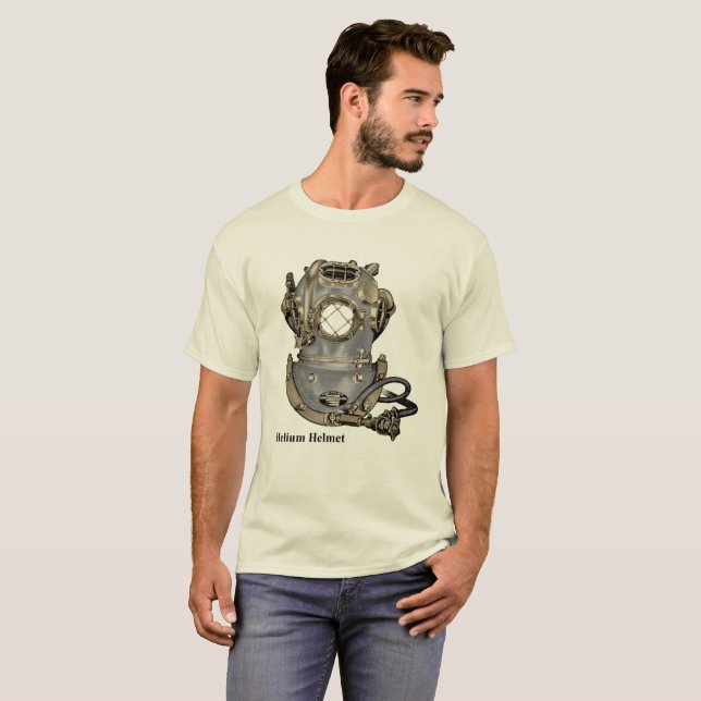 Vintager Helium-Tauchsturzhelm des Kennzeichen-V T-Shirt (Vorne ganz)