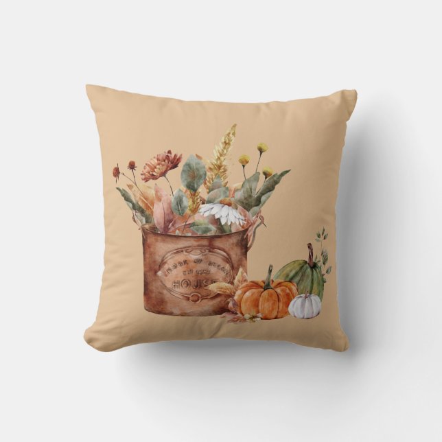 Vintager Herbst - Blumenarrangements & Pumpkins Kissen (Vorderseite)