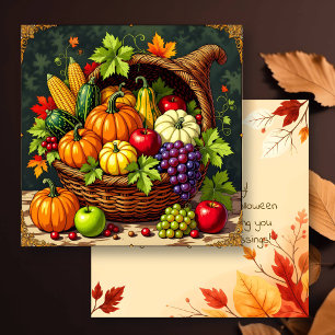 Vintager Herbst Erntedank Cornucopia Karte