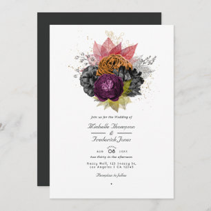 Vintager Herbst - Fall Floral QR Code UAWG Wedding Einladung