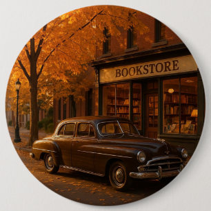 Vintager Herbst/Herbst-Buchladen Button