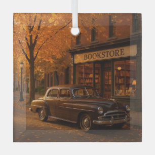 Vintager Herbst/Herbst-Buchladen Ornament Aus Glas