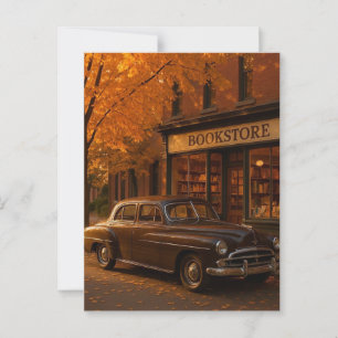 Vintager Herbst/Herbst-Buchladen Postkarte