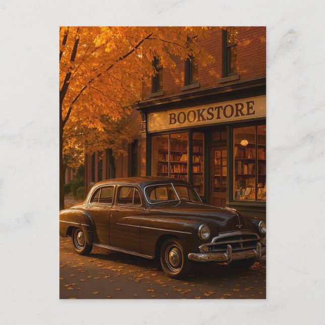 Vintager Herbst/Herbst-Buchladen Postkarte (Vorderseite)