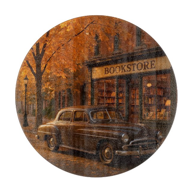 Vintager Herbst/Herbst-Buchladen Schneidebrett (Vorderseite)
