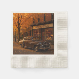 Vintager Herbst/Herbst-Buchladen Serviette