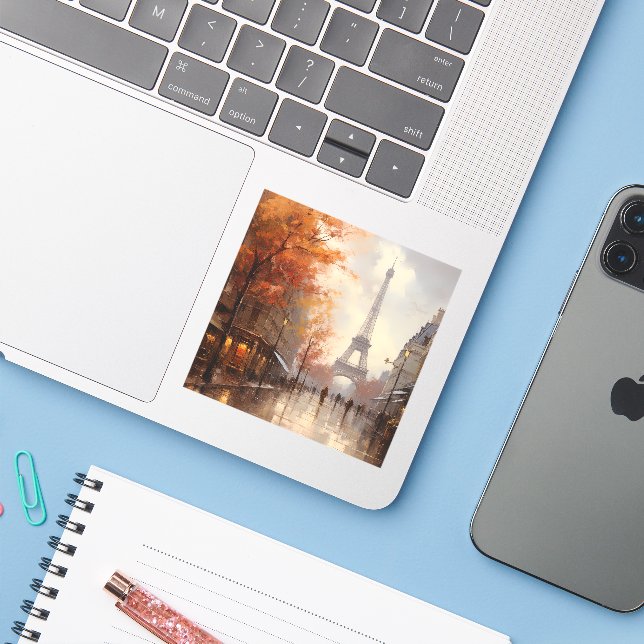 Vintager Herbst in Paris Aufkleber (Laptop mit iPhone)