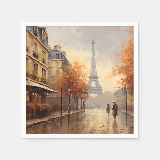 Vintager Herbst in Paris Serviette (Vorderseite)