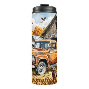 Vintager Herbst Jagd Vibes Alter Lieferwagen Herbs Thermosbecher