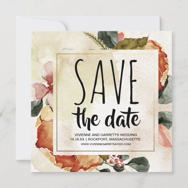 Vintager Herbst Save the Date (Vorderseite)