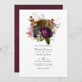 Vintager Herbstfall Floral QR Code UAWG Wedding Einladung