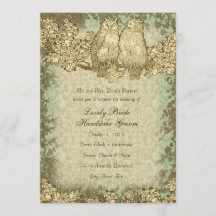 Vintager Herr und Frau Owl Damask Hochzeitseinladu