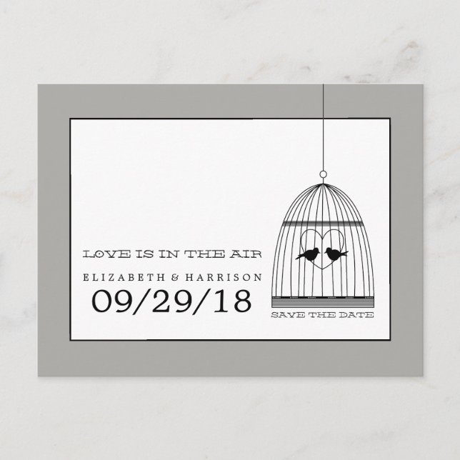 Vintager Herzinfarkt Hochzeit speichern das Datum Ankündigungspostkarte (Vorderseite)