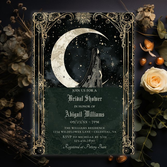Vintager Himmelsmond Sterne Mystisches Brautparty Einladung (Von Creator hochgeladen)