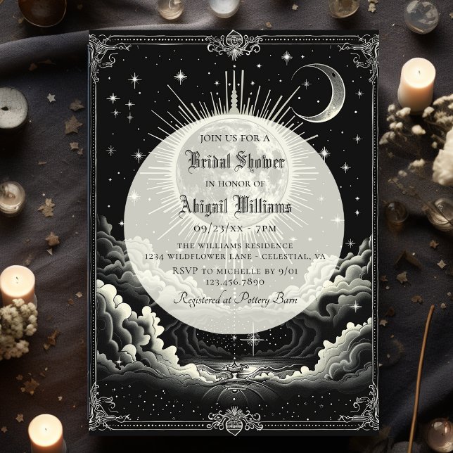Vintager Himmelsmond Sterne Mystisches Brautparty Einladung (Von Creator hochgeladen)