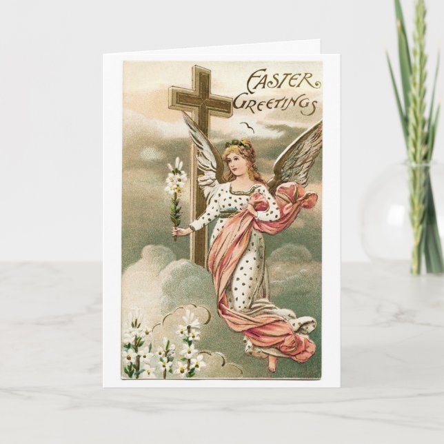Vintager Himmlischer Osterangel, Feiertagskarte (Vorderseite)