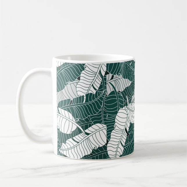 Vintager Hintergrund Blätter Musterdesign Kaffeetasse (Links)