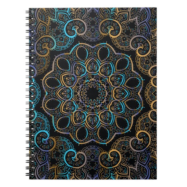 Vintager Hintergrund. Mandala. Indischer d Notizblock (Vorderseite)