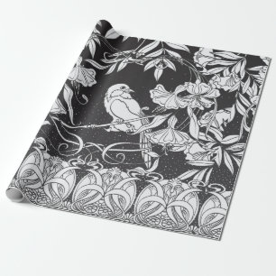 Vintager Hintergrund mit dekorativen Blume und Bir Geschenkpapier
