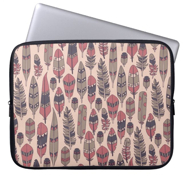 Vintager Hintergrund mit farbigen abstrakten Feder Laptopschutzhülle (Vorderseite)