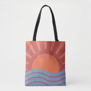 Vintager Hintergrund mit Meer und Sonne. Sommerret Tasche