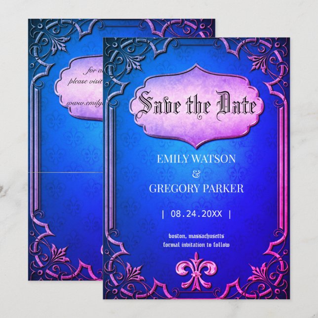 Vintager Hintergrund Save the Date (Vorne/Hinten)